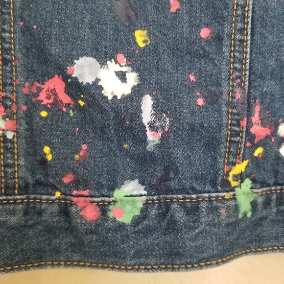Gap Kids "Artist" Paint Splatter Denim Jacket M - Picture 4 of 6